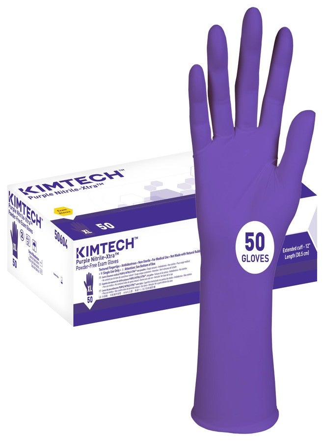 كيمتك قفازات الفحص Kimtech™ الأرجوانية المصنوعة من النتريل-إكسترا™ (50604)، سمك 5.9 مل، مناسبة للاستخدام باليدين، مقاس 12 بوصة، مقاس كبير جدًا، 50 قفازًا من النتريل / العلبة - Image 1